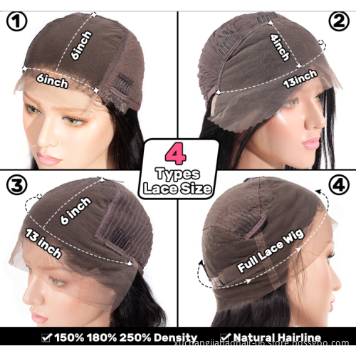 Brazilian Virgin Hair Transparent Lace Front Wig 150% 180% Density Human Virgin Hair Wigs For Black Women